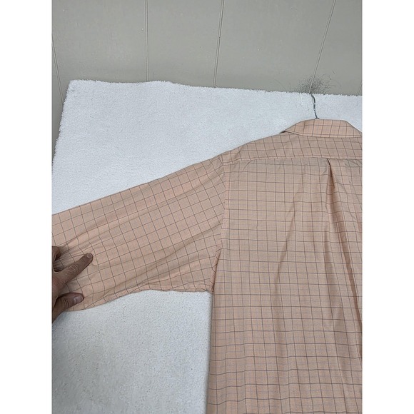 Brooks Brothers Shirt Mens 18 36/37 Orange Check 346 Non Iron Cotton Button Down - Picture 5 of 11